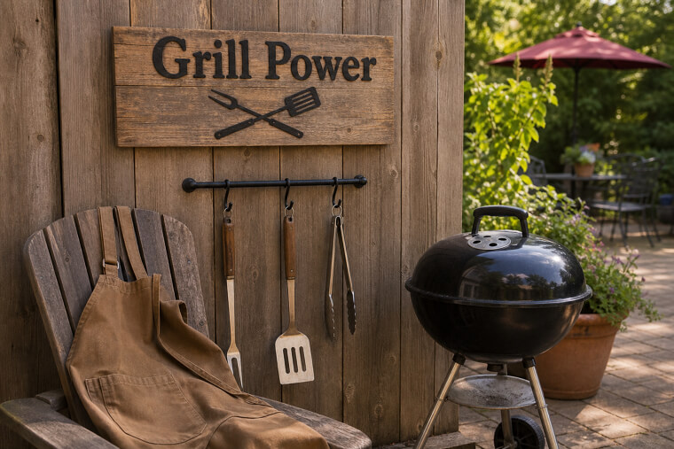 "Grill Power" Dad's Backyard BBQ Plaque