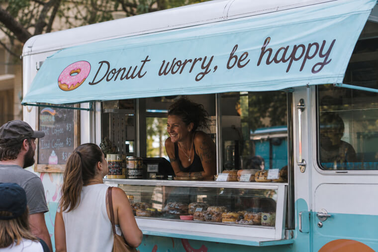 "Donut Worry Be Happy" Donut Truck Awning