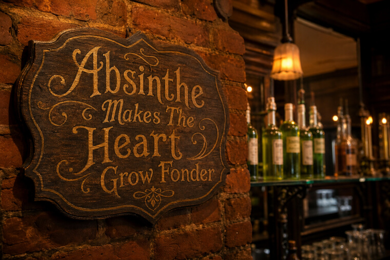 "Absinthe Makes The Heart Grow Fonder" Bar Sign