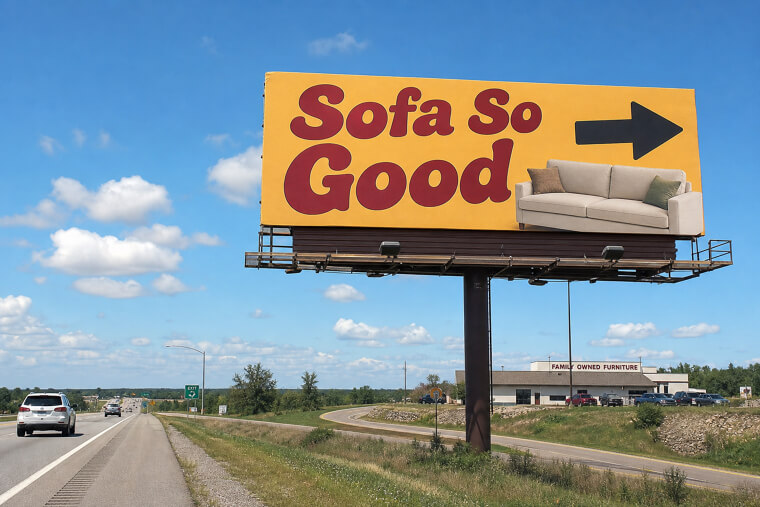 "Sofa So Good" Furniture Store Highway Billboard