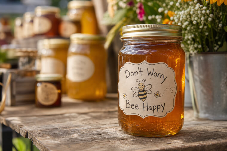 "Don't Worry, Bee Happy" Beekeeper's Honey Label