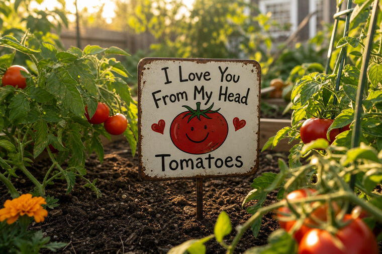 "I Love You From My Head Tomatoes" Family Garden Stake