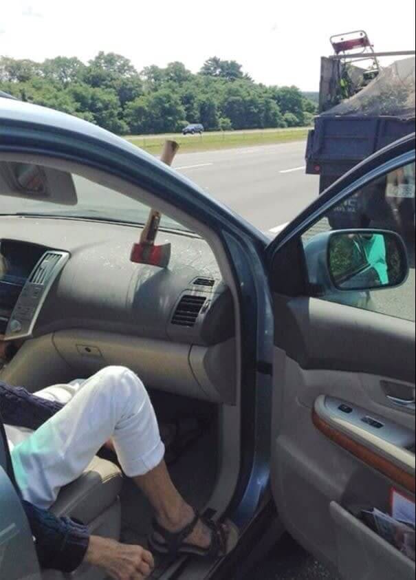 Burying The Hatchet... In The Windshield