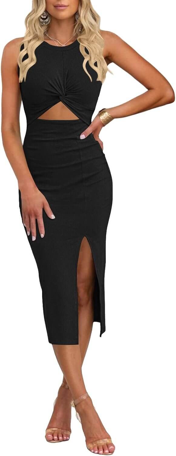 Women's Twist Front Midi Dress - Perfect for Any Occasion! 