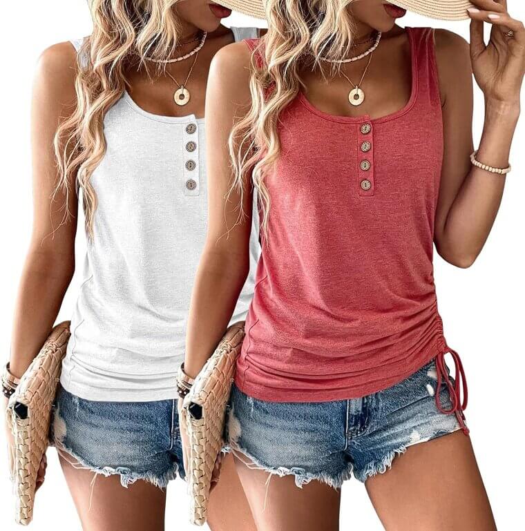 Summer Henley Tank Tops - Breezy Style for Every Day - Now 47% Off!