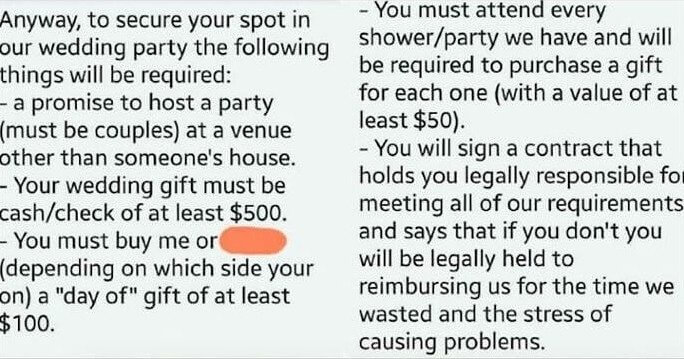 This Wedding List Reads Like Hostage Demands